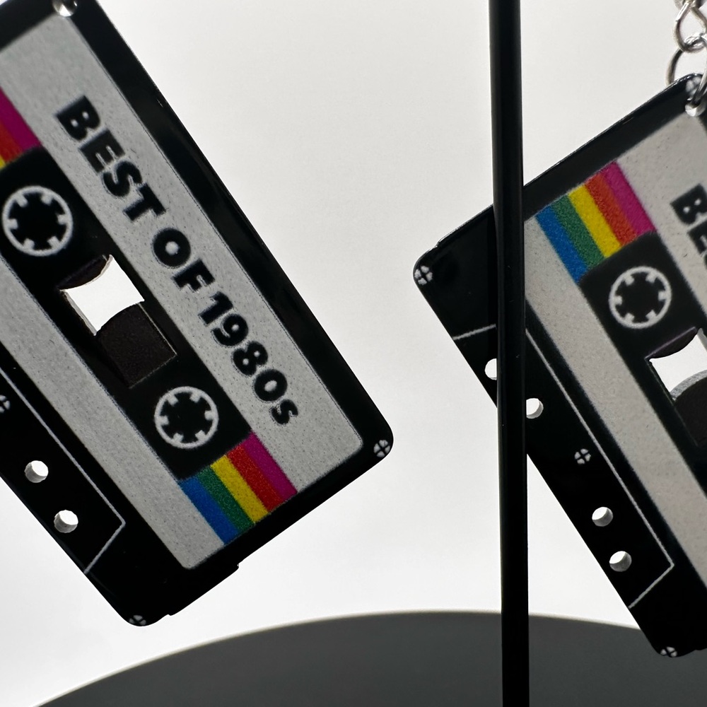 Retro Cassette Tape Earrings - Black